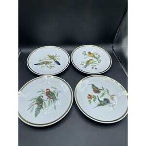 SELTMANN WEIDEN BAVARIA Western Germany Porcelain Bird Plates Dishes Set 4 Gold